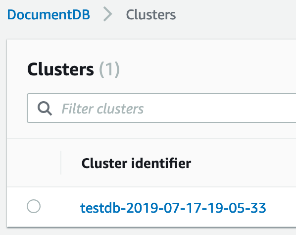 Amazon DocumentDB clusters