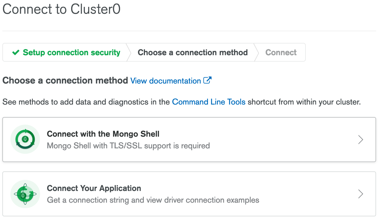 MongoDB Atlas Connection method